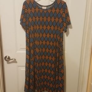 Lularoe large orange / blue Carly dress